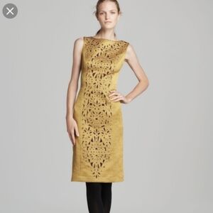 Tory Burch Birdie Beaded Golden Metallic Dress XS